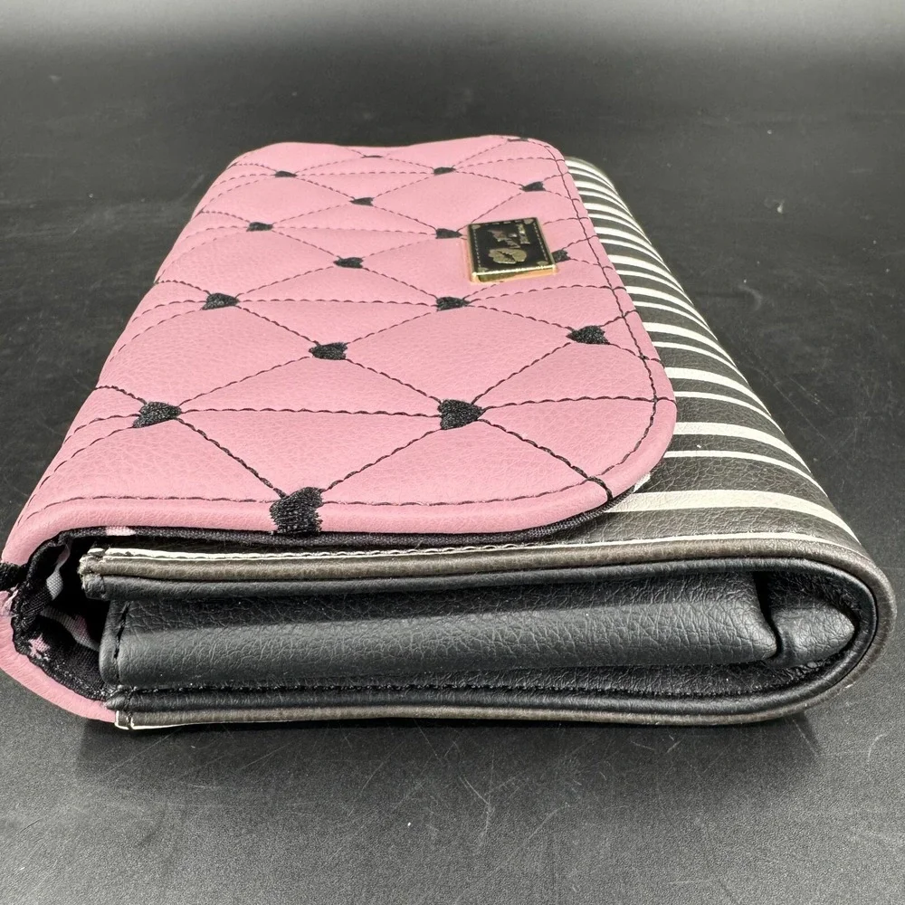 Luv Betsey by Betsey Johnson WOMENS Pink Black White Heart Quilted Crossbody